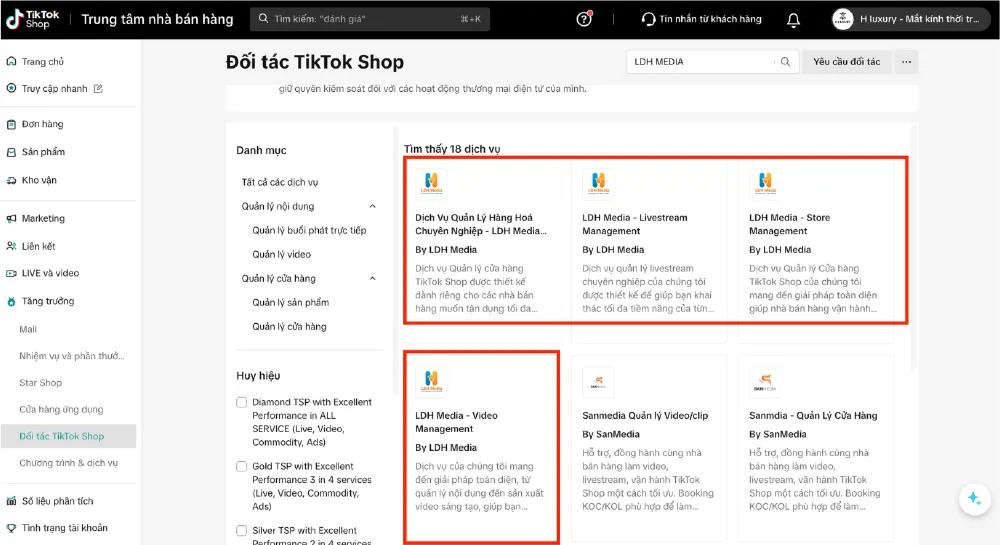 LDH Media được niêm yết là TikTok Shop Partner
